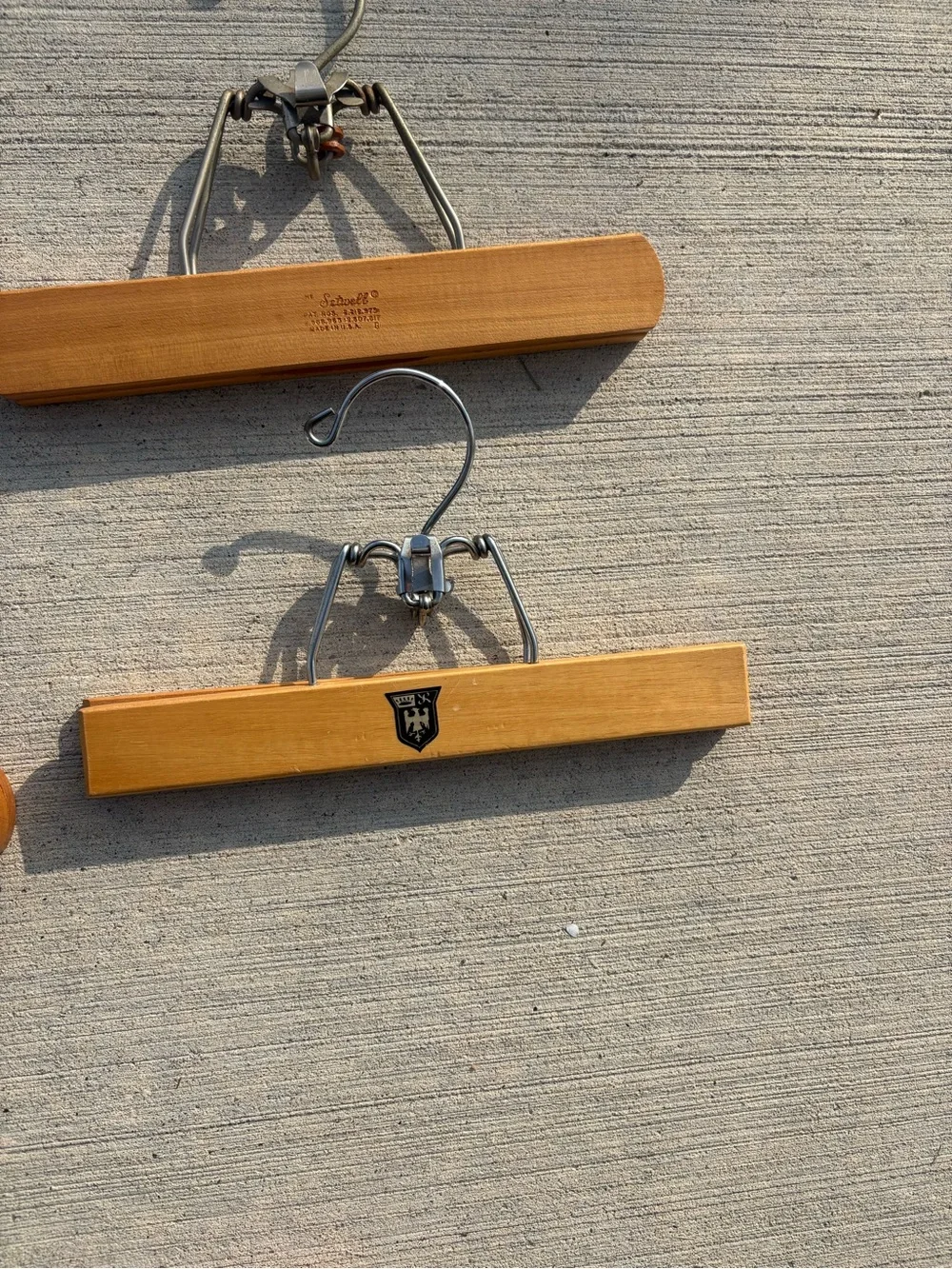 Lot of 4 misc. vintage wooden pant hangers